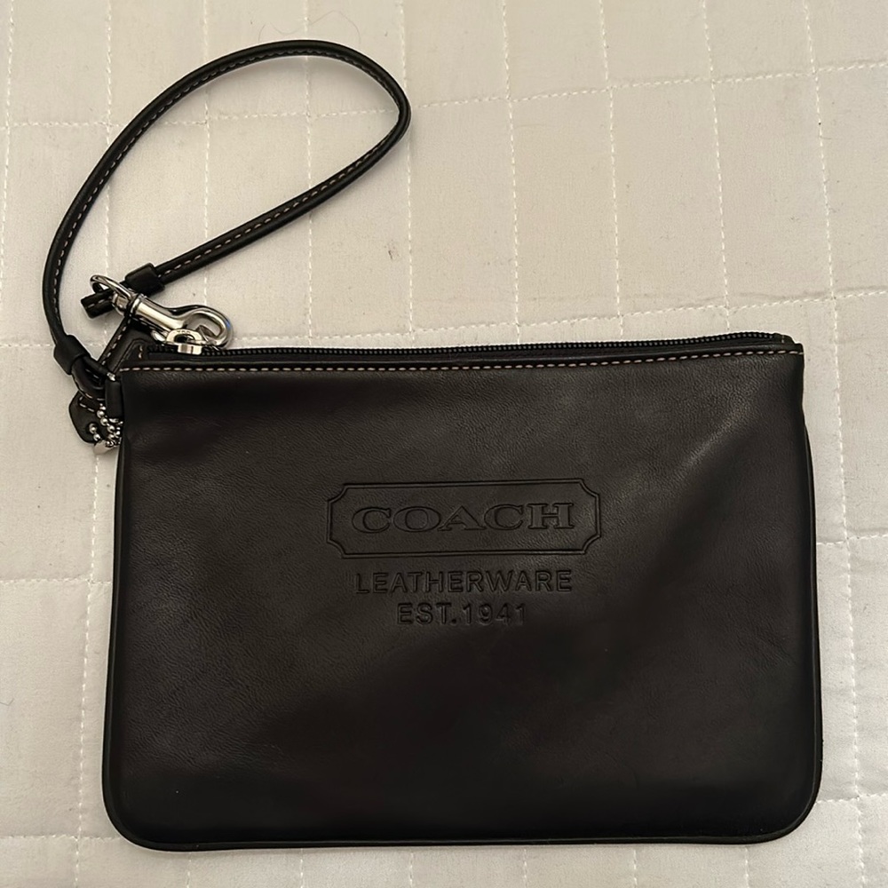 Coach black leather wristlet. NWOT.